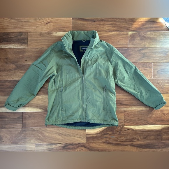 Lands’ End Green Windbreaker Hooded Jacket with Fleece Lining size Medium - Picture 1 of 4